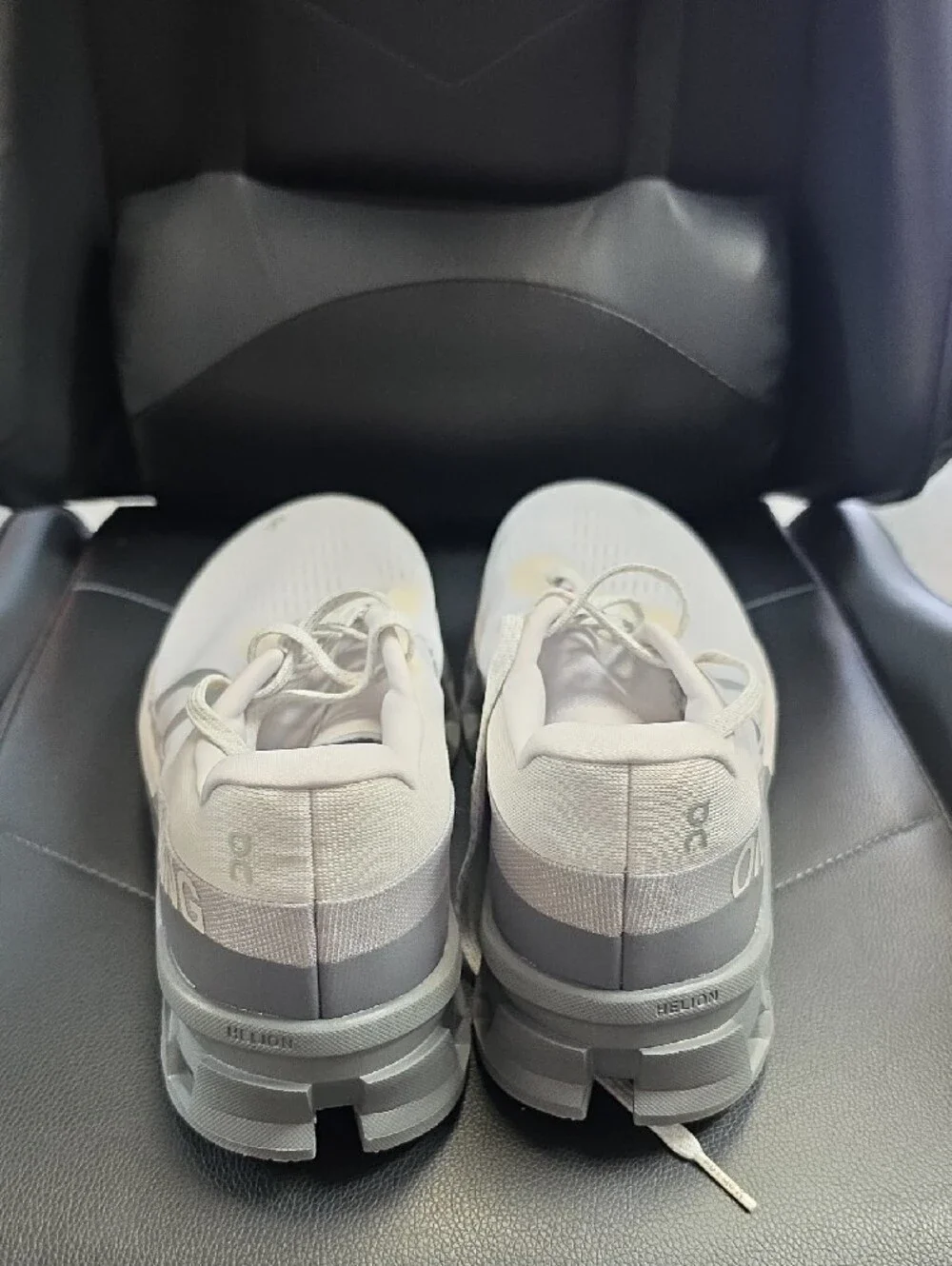 On Running Men's Athletic Shoes in White and Light Gray (CLOUD MONSTER)